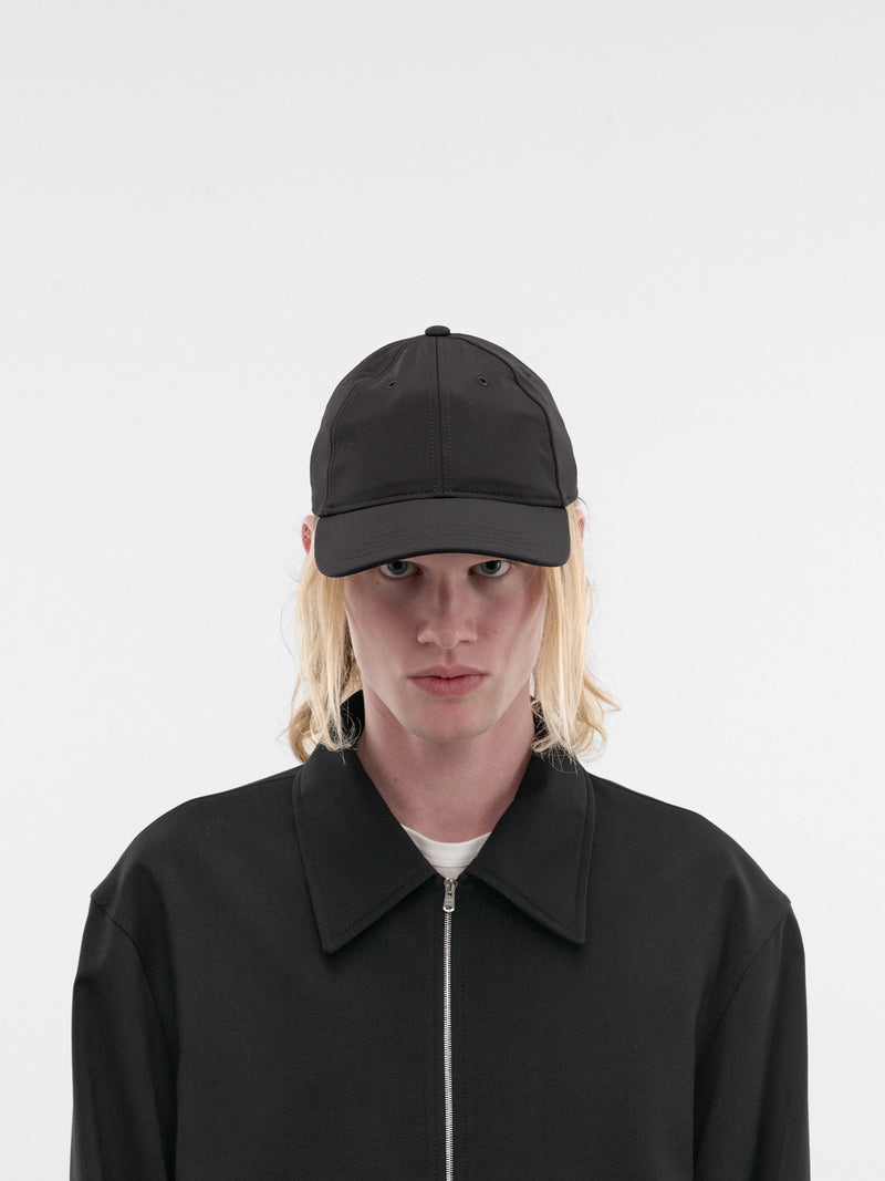 Black Nylon 6-Panel Cap (A4258BP-PITCH-BLACK-MUTED-SCUB)