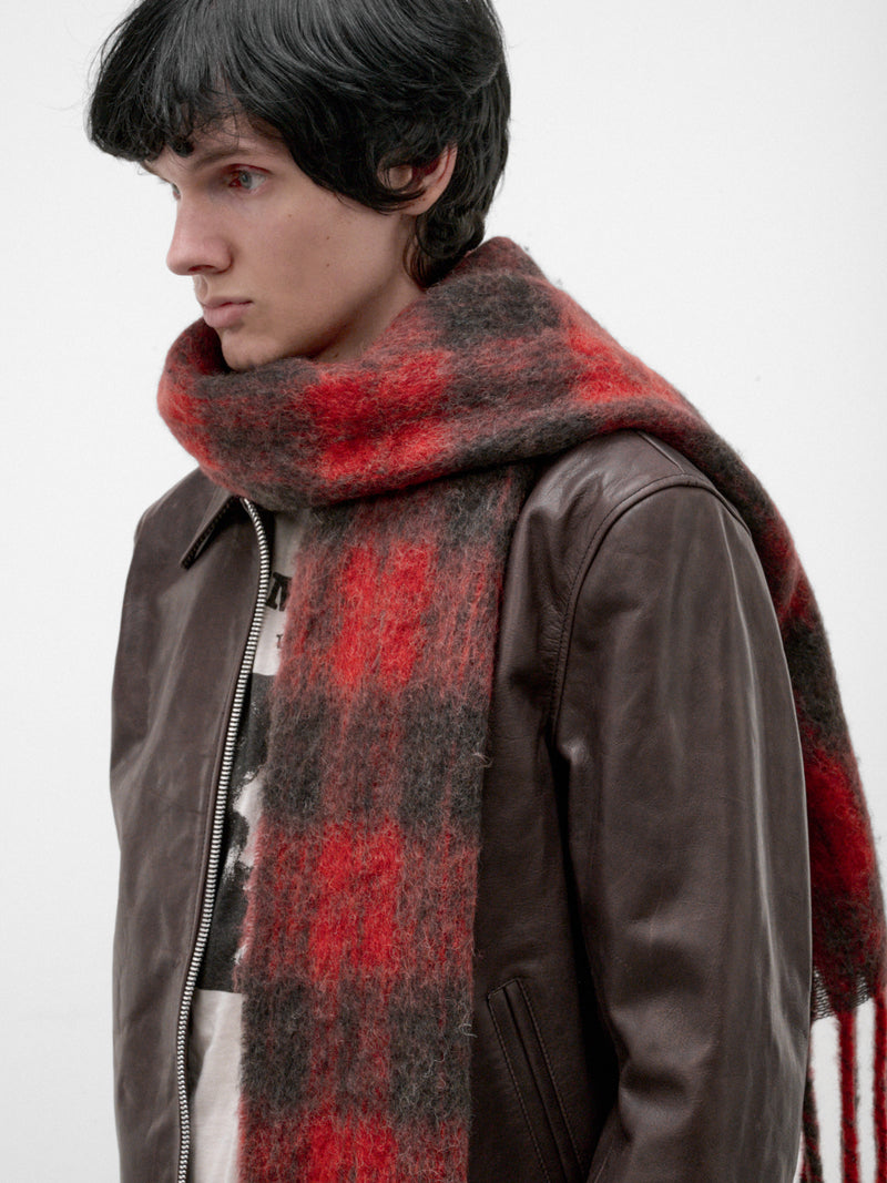 Red Plaid Alpaca Estate Scarf (A4268EBR-BURNT-RED)