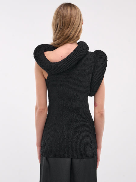 Asymmetric Knit Blouse (A60527-900-BLACK)