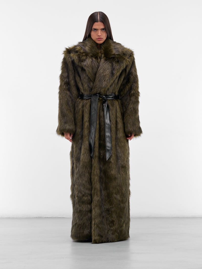 Long Oversized Fur Coat (AAFW25CTPAGN01-DARK-GREEN)