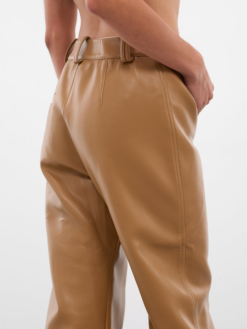 Beige Vegan Leather Cut-Out Trousers (AAFW25PAVLBG03-BEIGE)