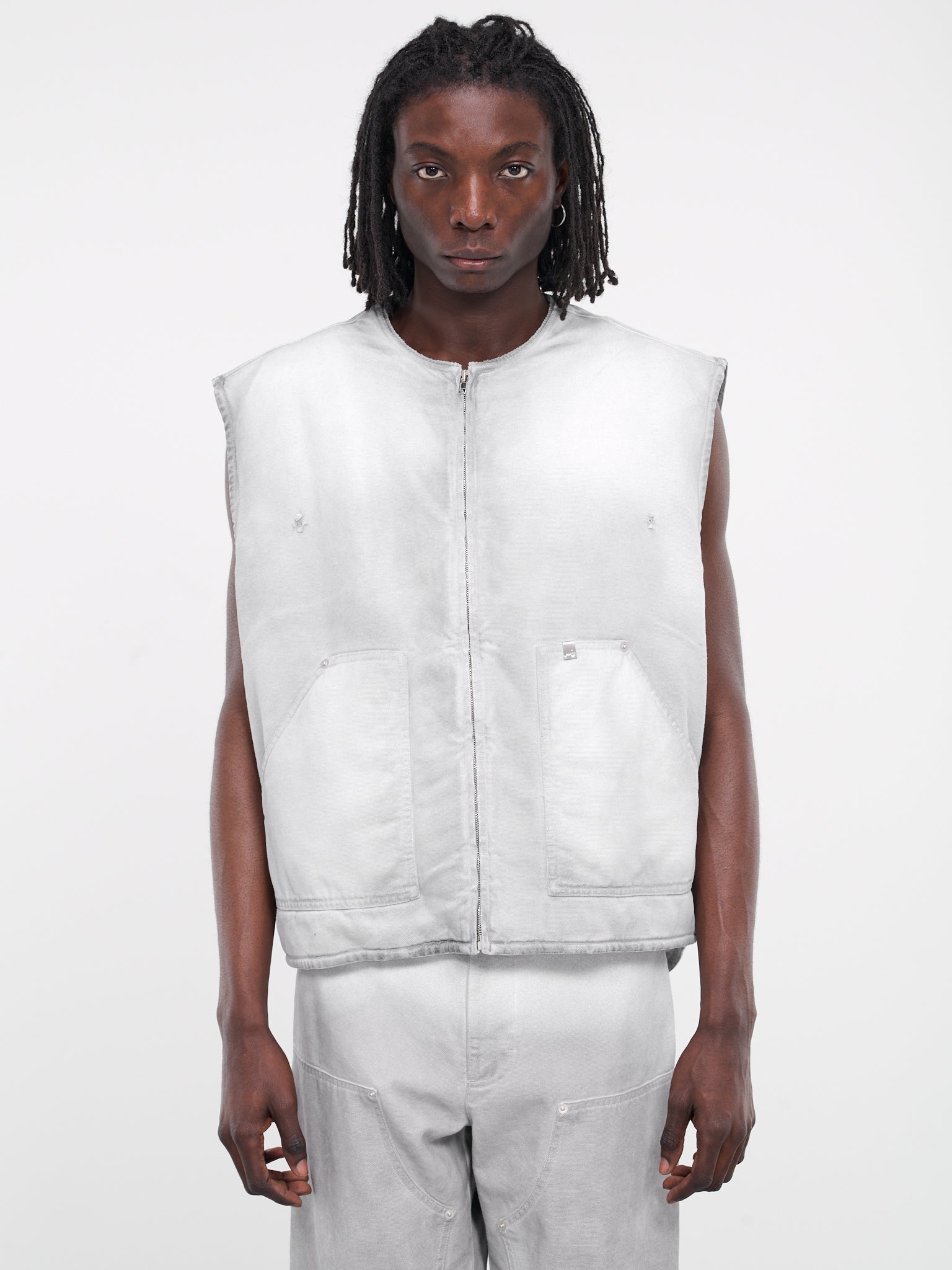 Overdyed Work Vest (AAMOU0463FA01-TREATED-WHITE)