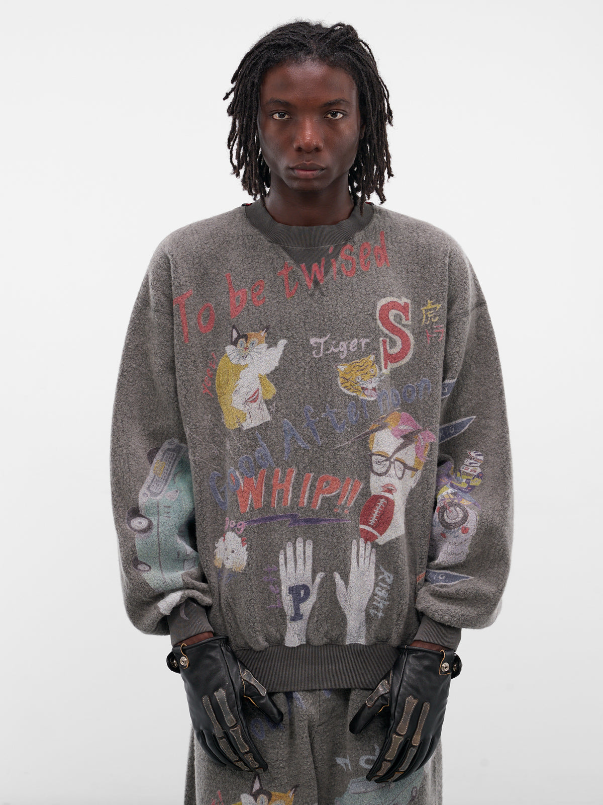 Black Bone Embroidered Leather Gloves (AC-SV-NGA-1005-BLACK)