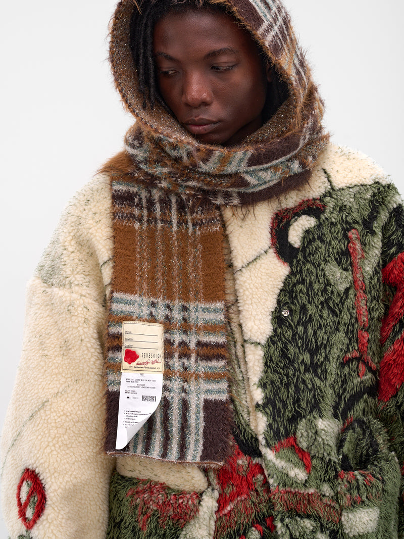 Beige Hooded Luster Check Scarf (AC-SV-NGA-1009-BEIGE)