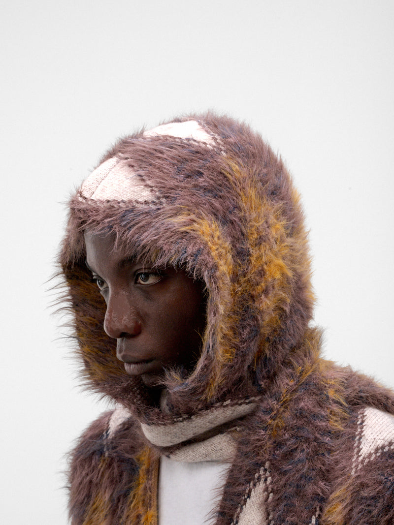 Fair Isle Knit Scarf Hood (AC-SV-NRA-1003-BROWN)