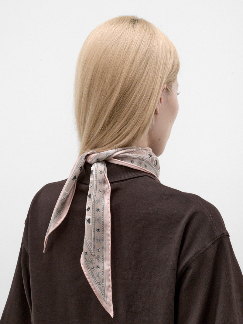 Pink Silk Patterned Bandana (AC-UX-SCAR000026-PINK-TAUPE)