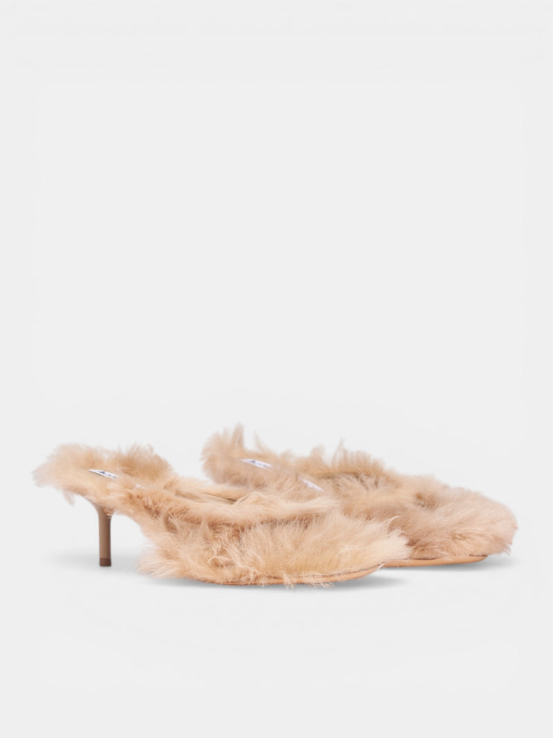 Beige Furry Shearling Kitten Heels (AC-WN-SHOE000024-BISCUIT-BEIGE)
