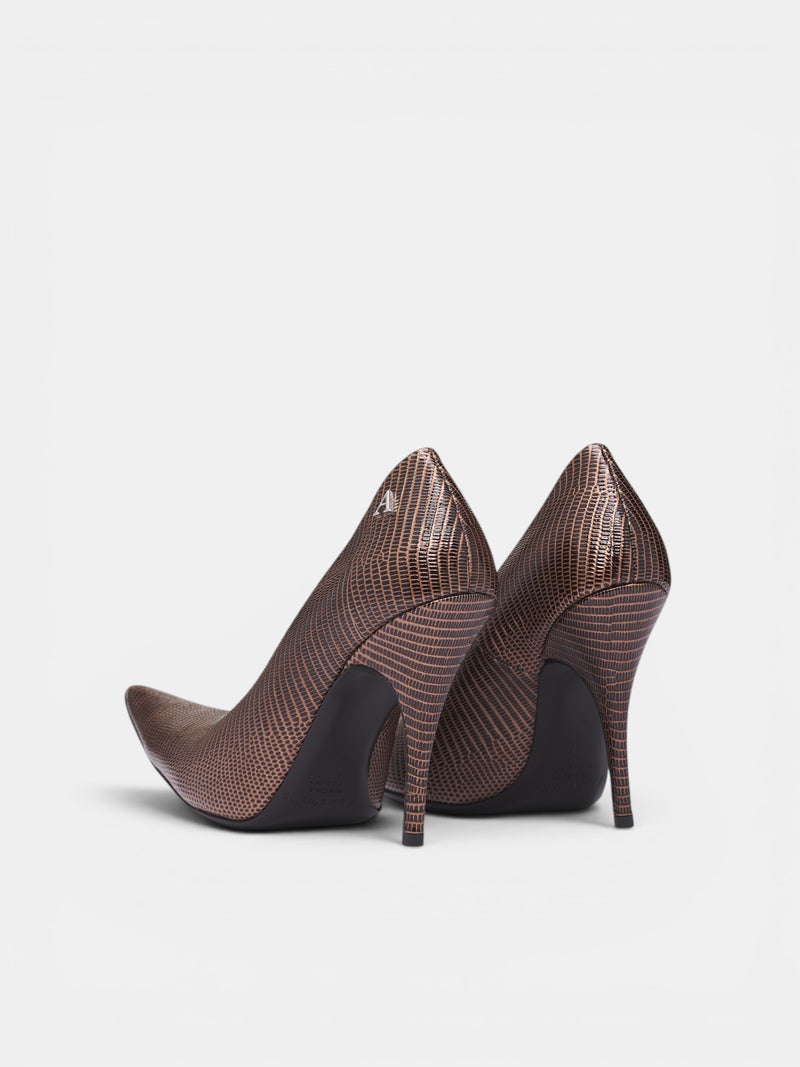 Lizard Print Pointed Toe Pumps (AC-WN-SHOE000036-BROWN)
