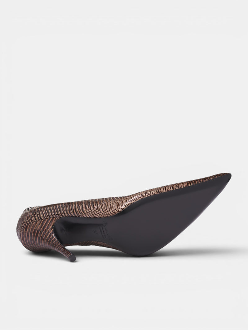 Lizard Print Pointed Toe Pumps (AC-WN-SHOE000036-BROWN)