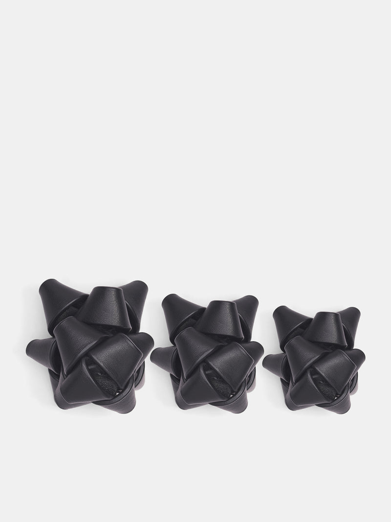 Black Leather Gift Bow Brooch (AC37-LE01-BLACK)