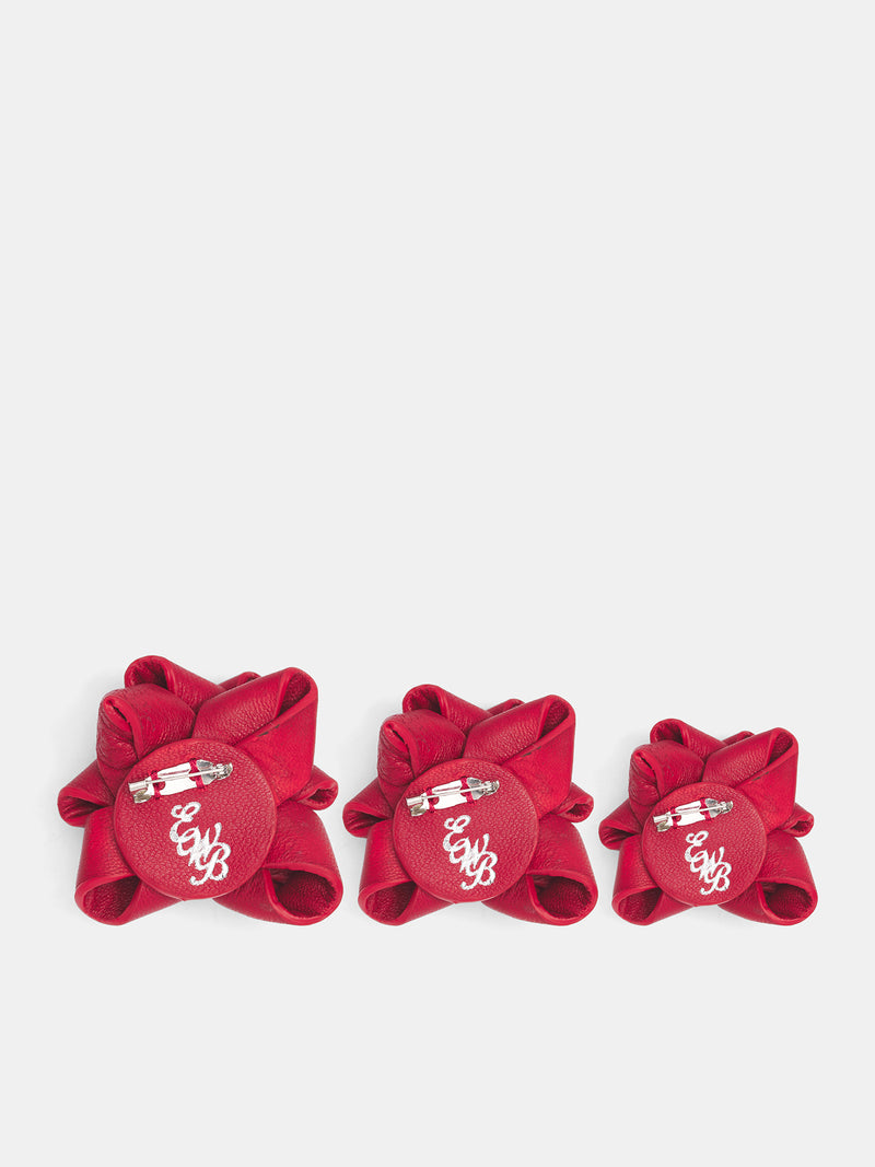 Red Leather Gift Bow Brooch (AC37-LE02-RED)
