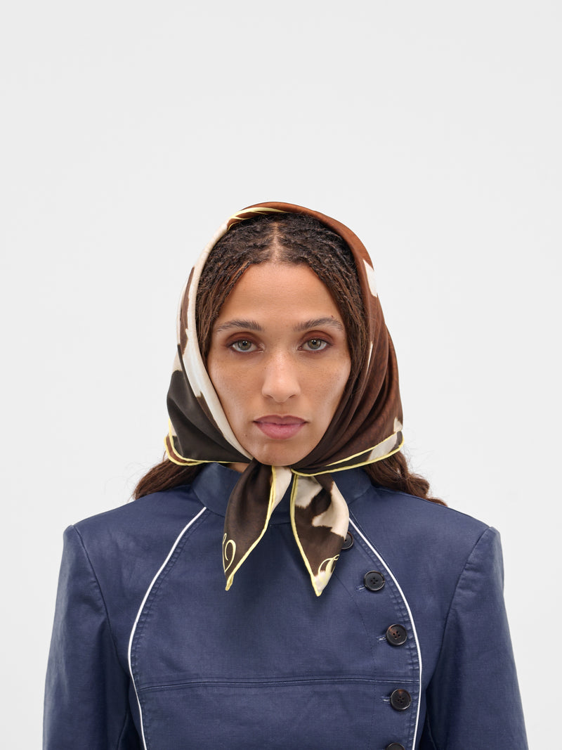 Brown Cow Print Silk Scarf (ACC-02-PRINT)