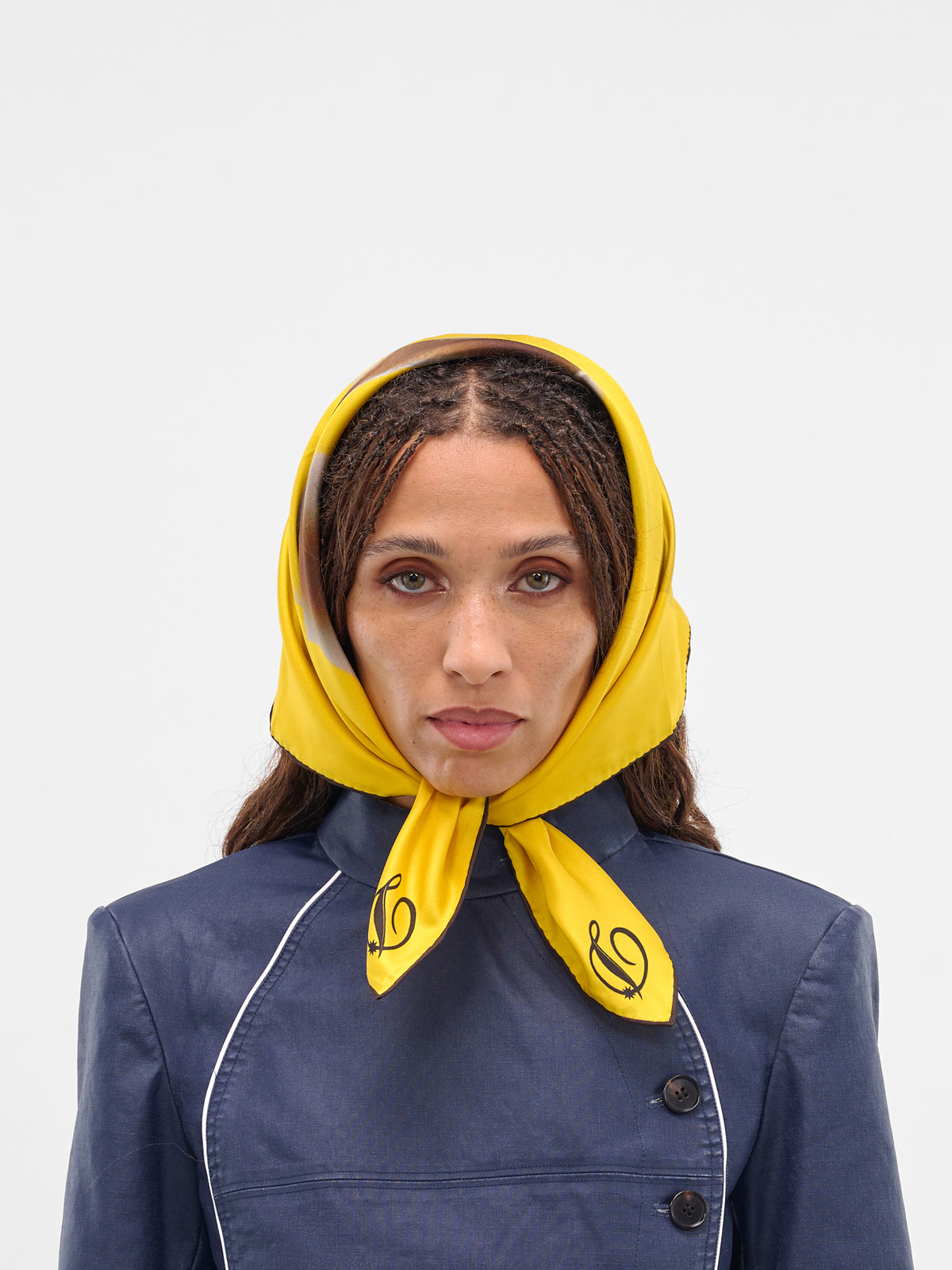 Yellow Logo Print Silk Scarf (ACC-03-PRINT)
