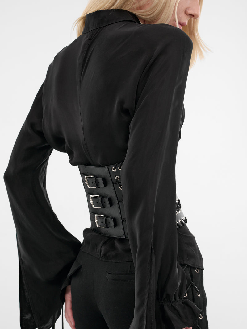 Black Lamb Leather Show Belt (ACC003-U-LEA-BLACK)