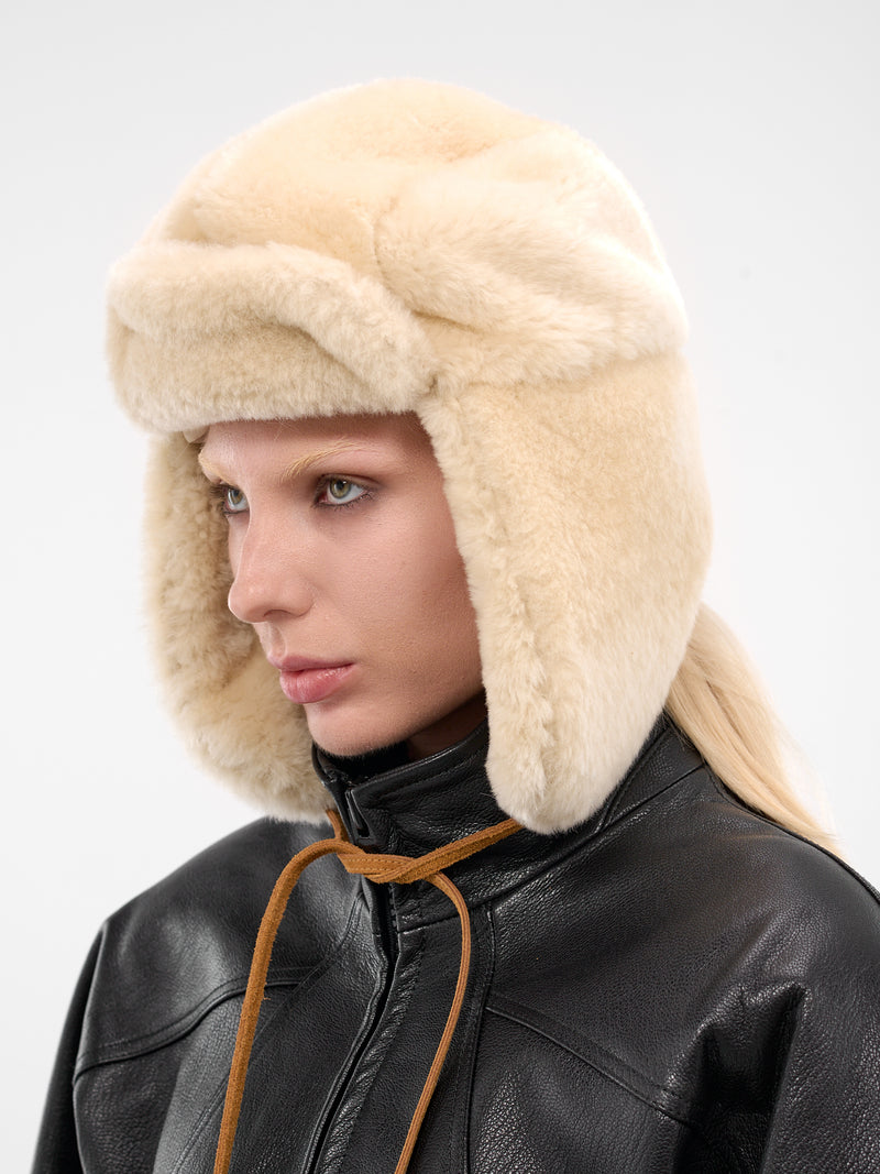 Off-White Faux Fur Trapper Hat (ACU00782AC16S02-OFF-WHITE)