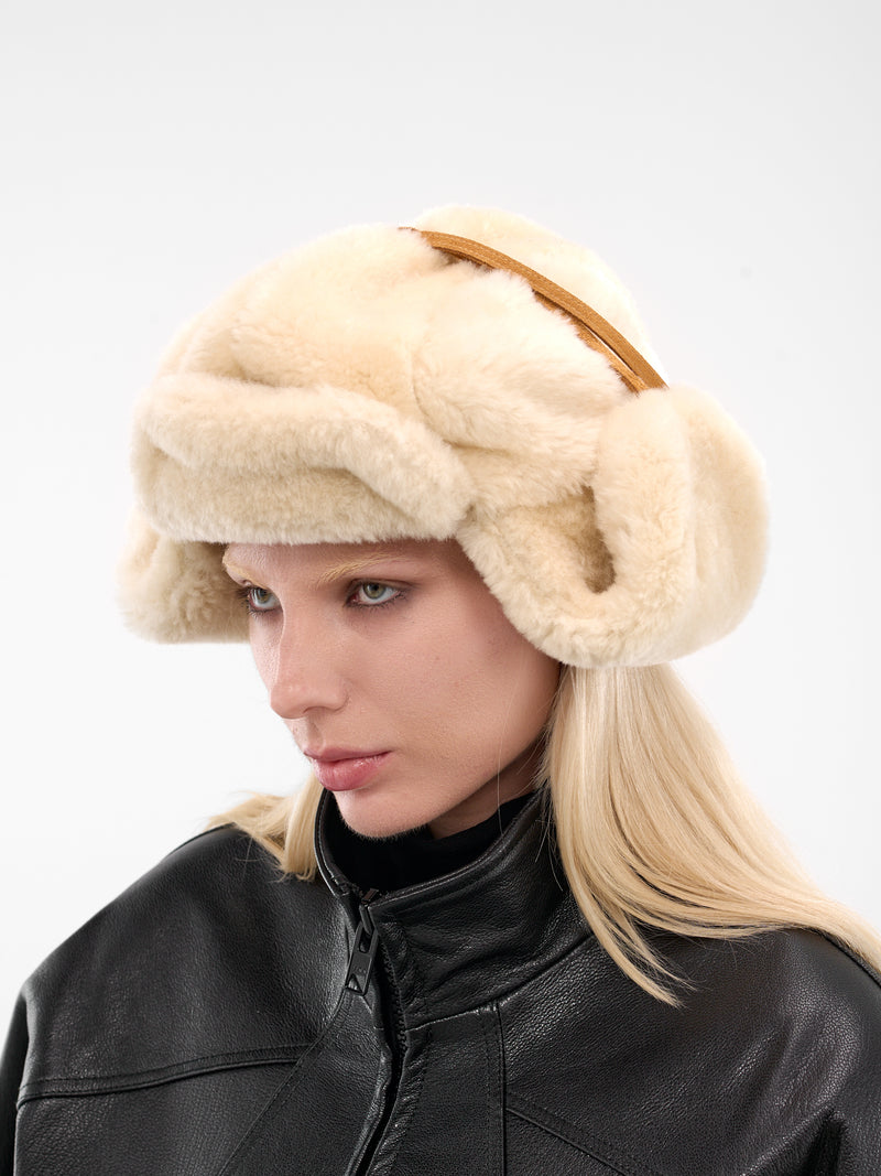 Off-White Faux Fur Trapper Hat (ACU00782AC16S02-OFF-WHITE)