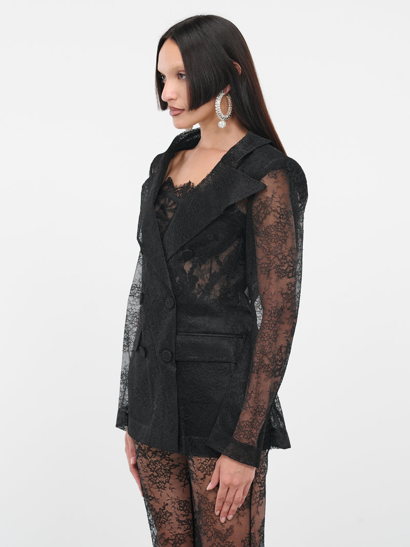 Lace Double-Breasted Blazer (ACVE013PA0474-U9000-BLACK)