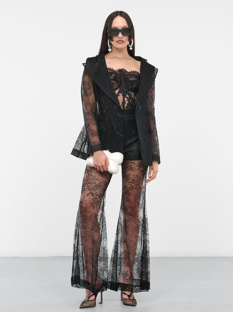 Lace Double-Breasted Blazer (ACVE013PA0474-U9000-BLACK)