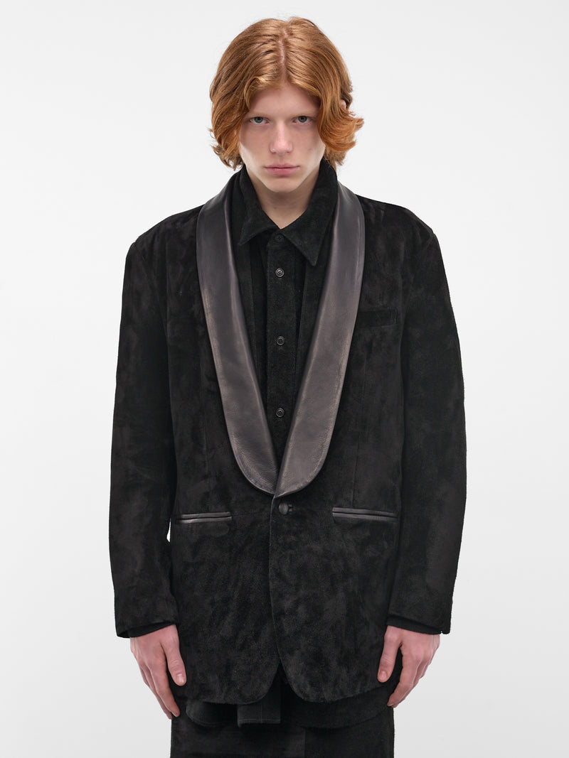 Black Leather Tuxedo Blazer (ADJ2603-DEEP-NIGHT-BLACK)