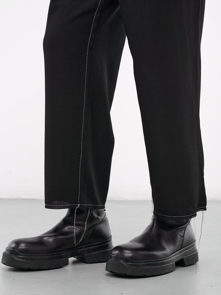 Contrast Stitch Wool Trousers (AIR04P101-BLACK)