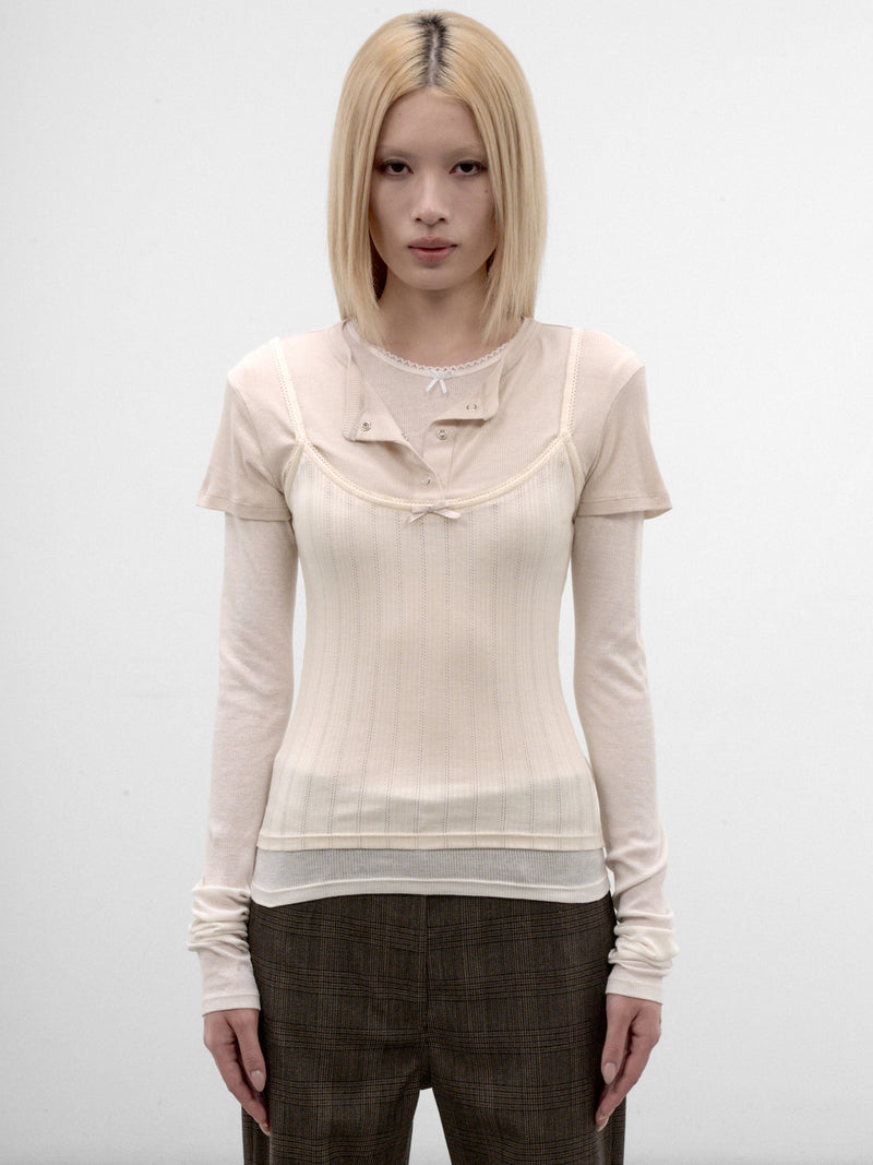 Ivory Layered Long Sleeve Top (AL0556-6D8101-WHITE-OFF-WHITE)