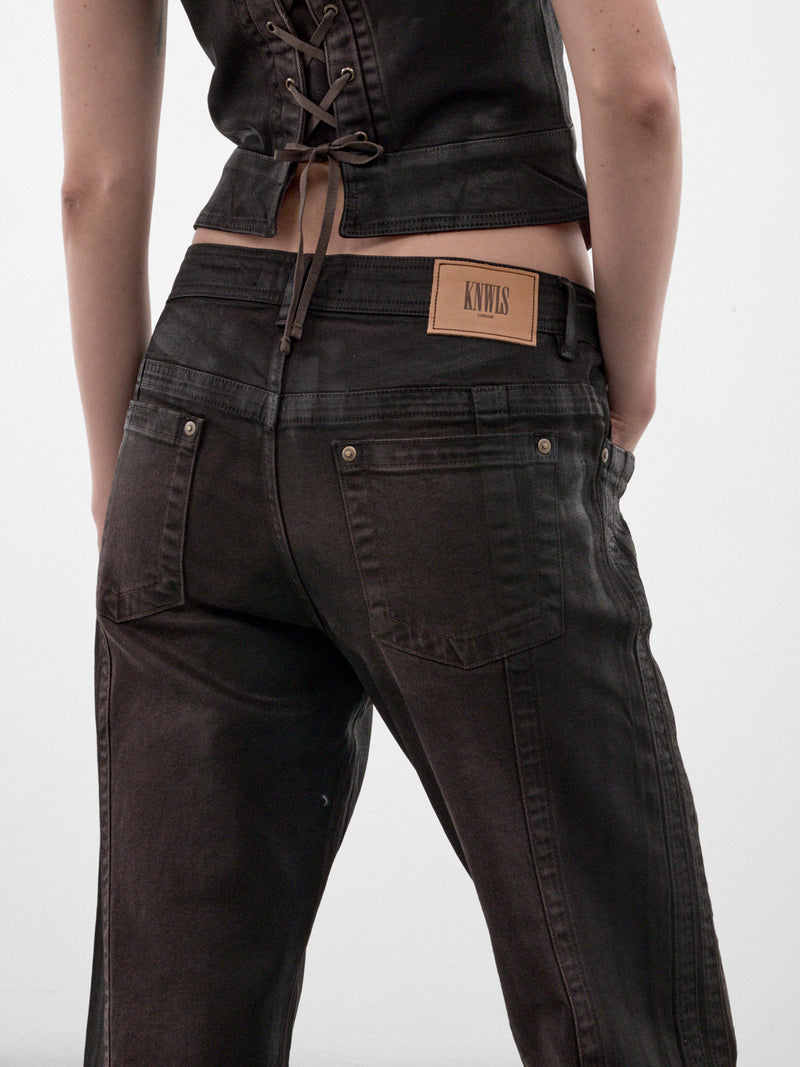 Brown Denim Straight Leg Jeans (ALIJE0BR-BROWN)