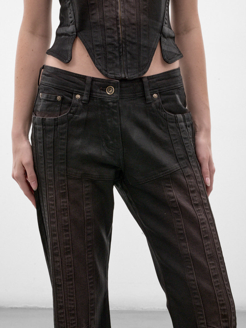 Brown Denim Straight Leg Jeans (ALIJE0BR-BROWN)