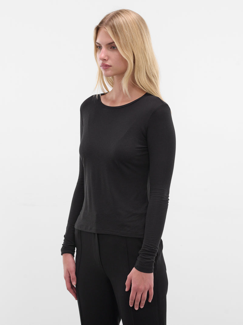 Black Modal Long Sleeve Tee (AMBR2512-BLACK)