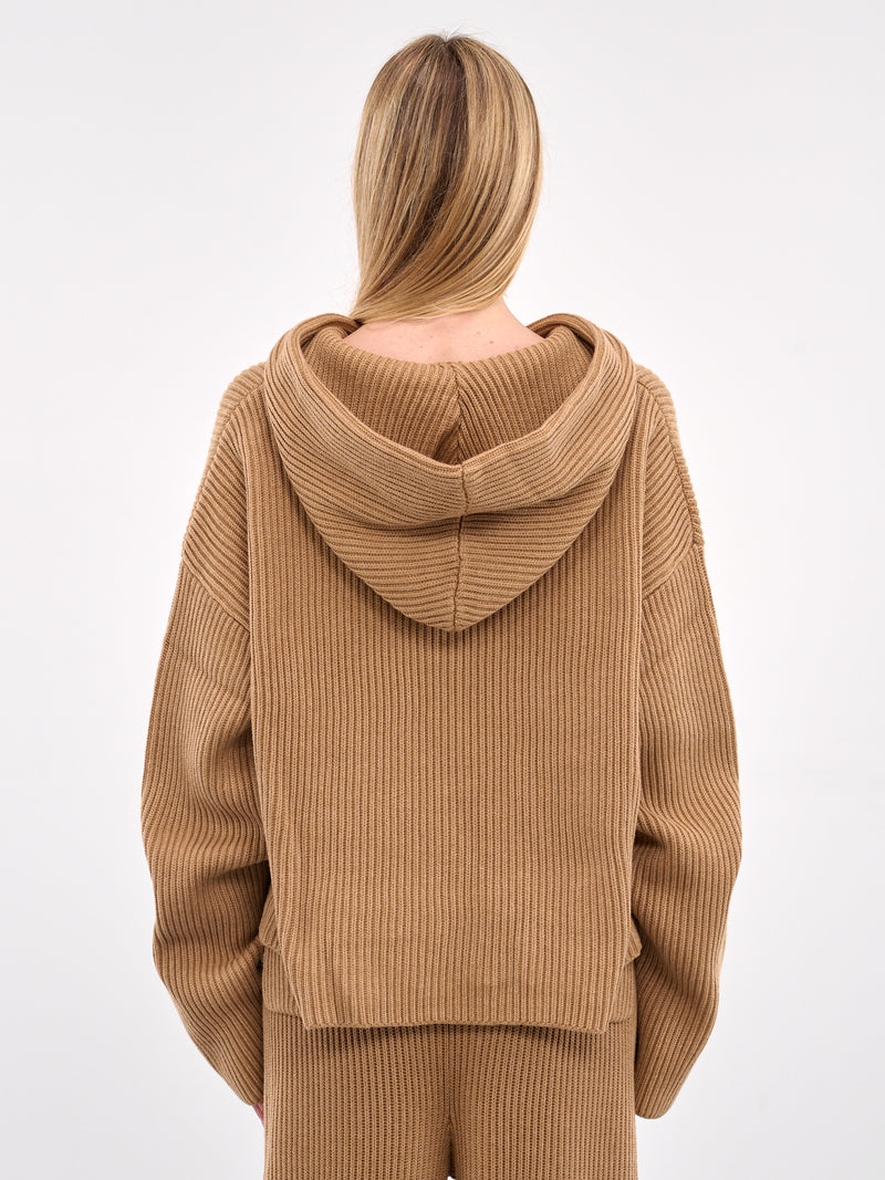 Zip-Up Ribbed Knit Hoodie (AMBR2521-TIGERS-EYE)