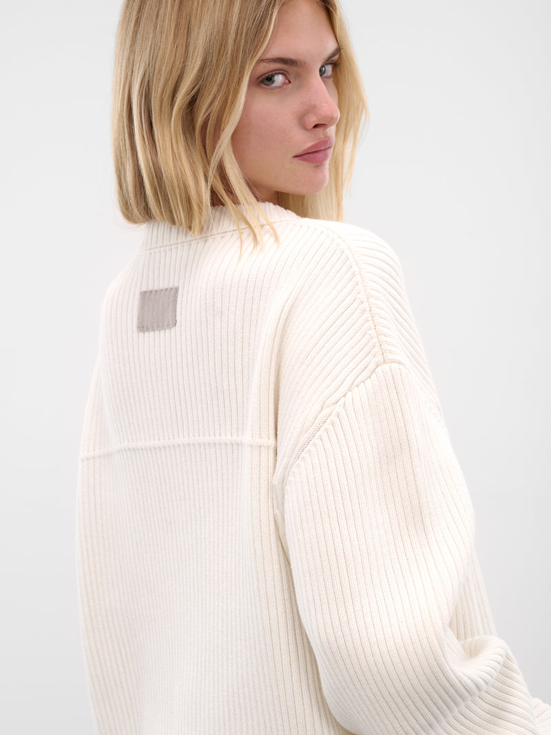 White Cotton Knit Cardigan (AMBR2529-WHITE)