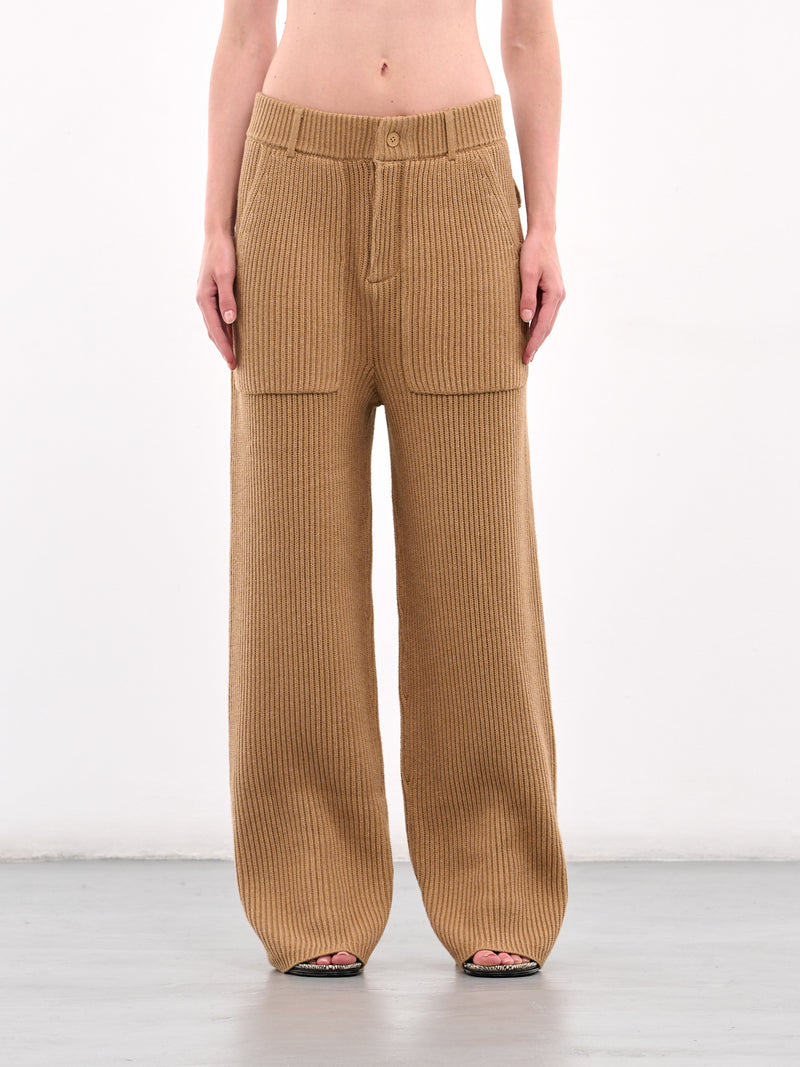 Ribbed Knit Trousers (AMBR2559-DEEP-CAMEL)