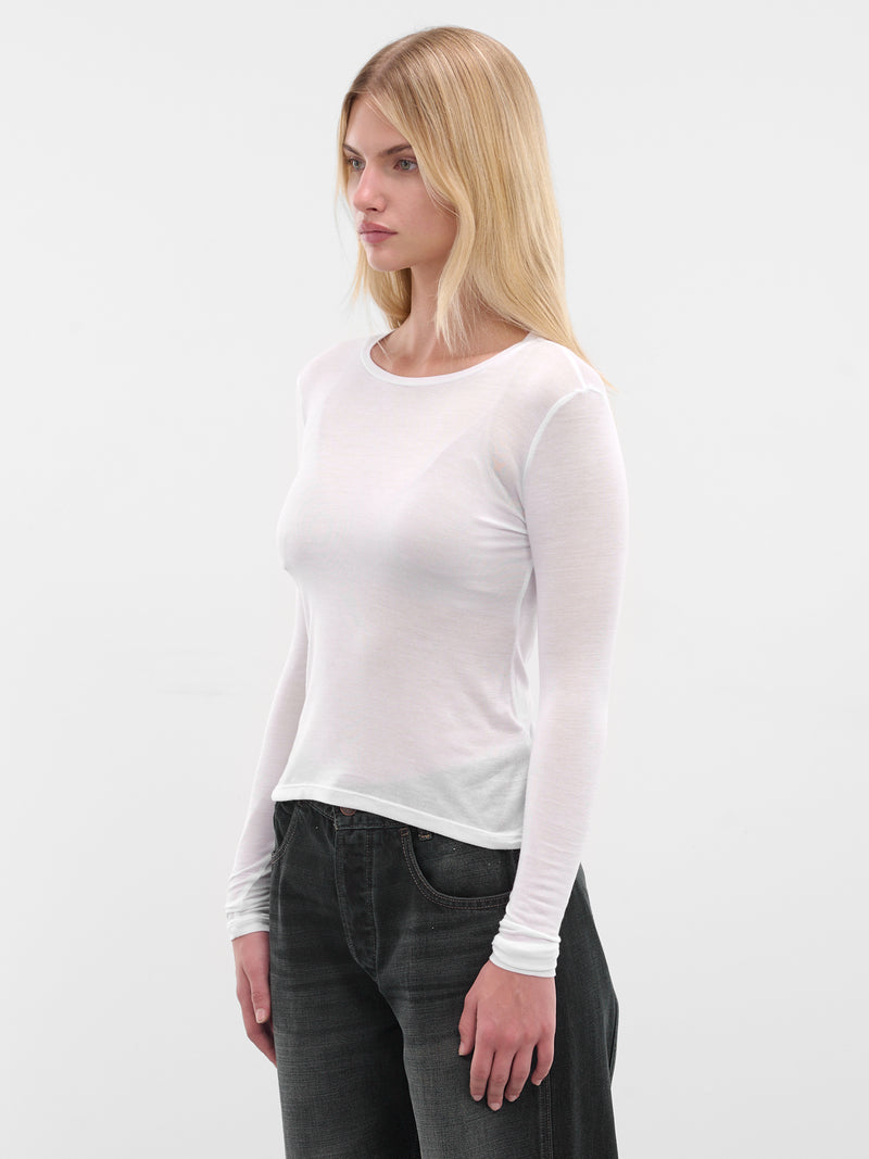 White Modal Long Sleeve Tee (AMBR512-PURE-WHITE)