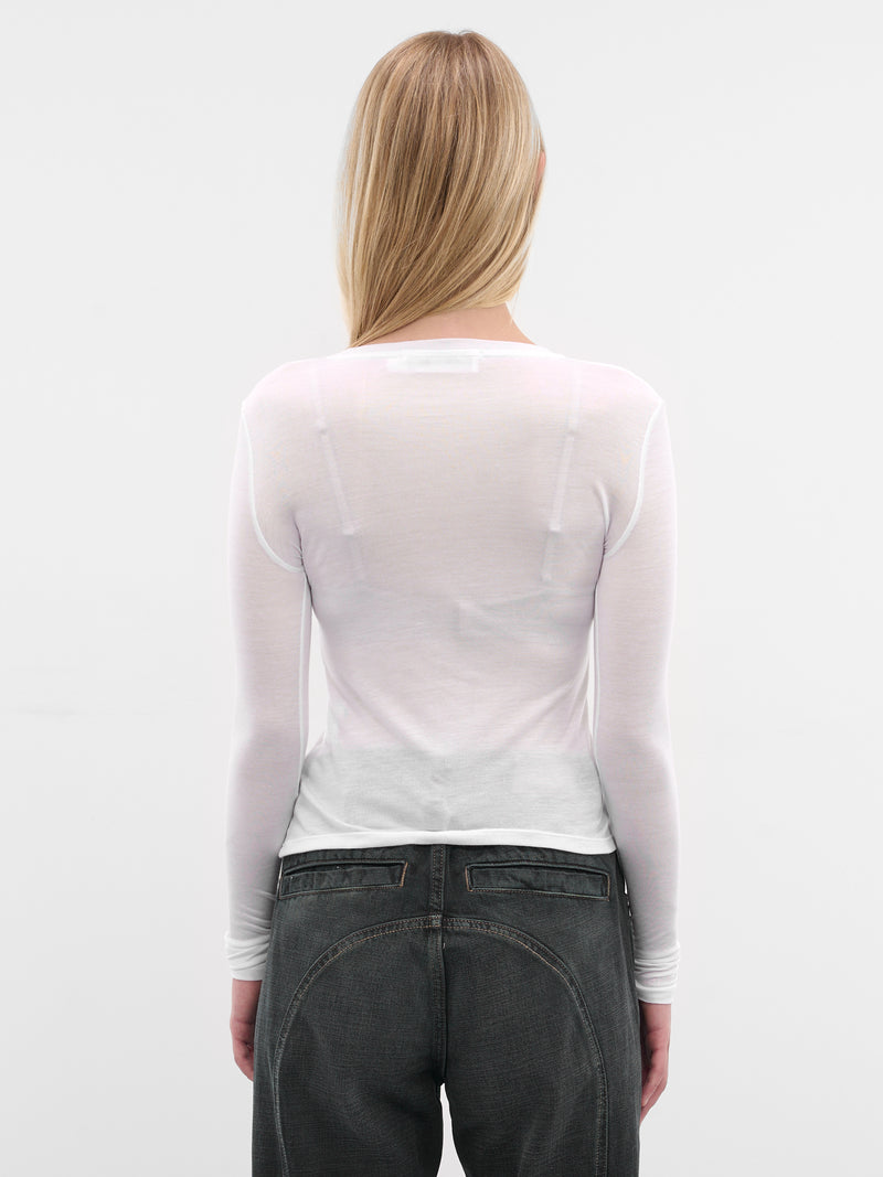 White Modal Long Sleeve Tee (AMBR512-PURE-WHITE)