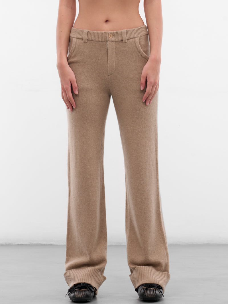 Beige Amar Lambswool Knit Trousers (AMFW2529-TAN)
