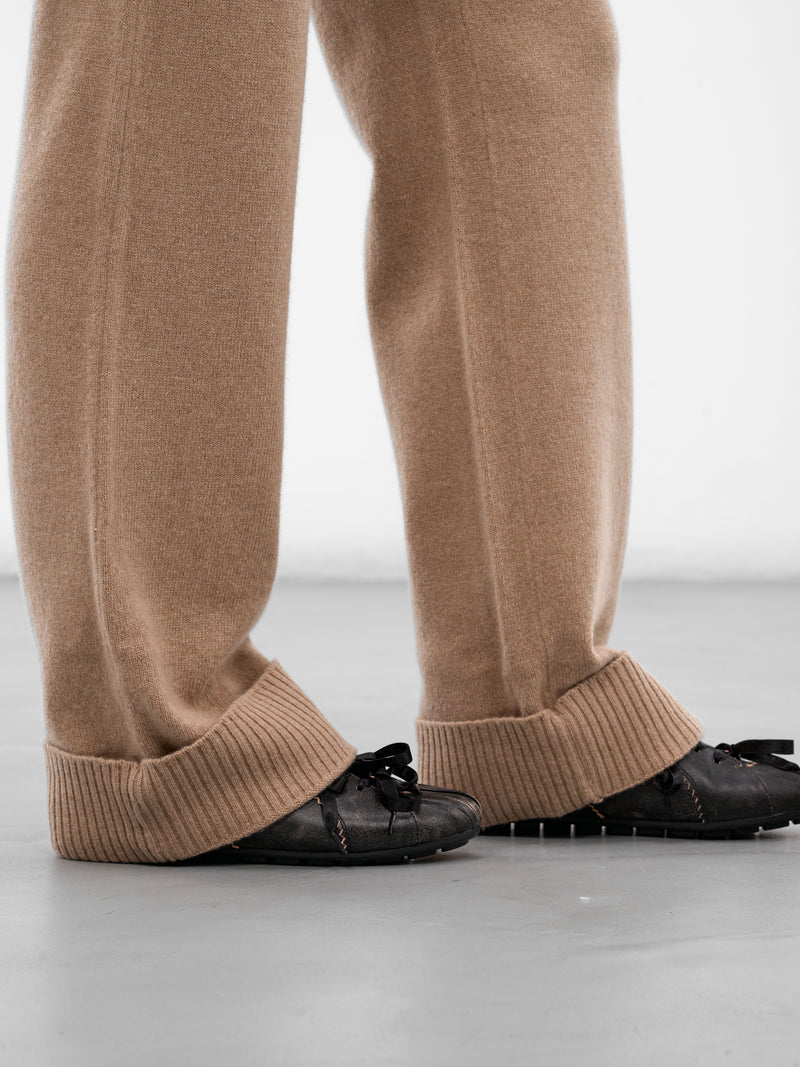 Beige Amar Lambswool Knit Trousers (AMFW2529-TAN)