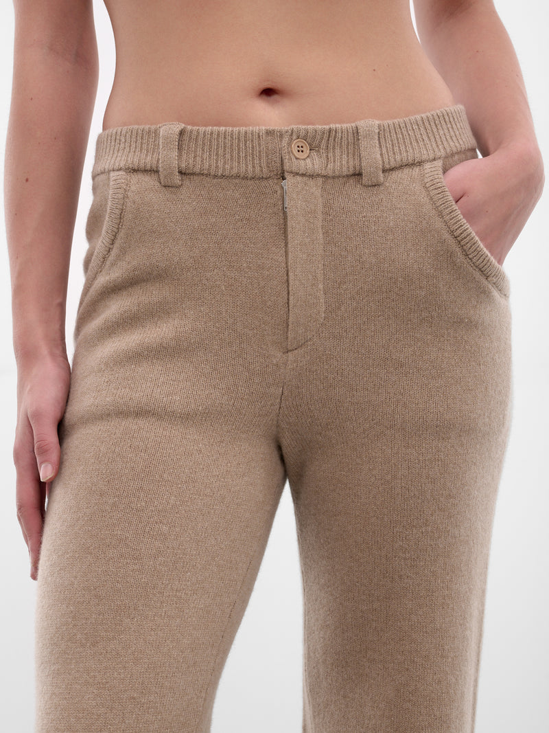 Beige Amar Lambswool Knit Trousers (AMFW2529-TAN)