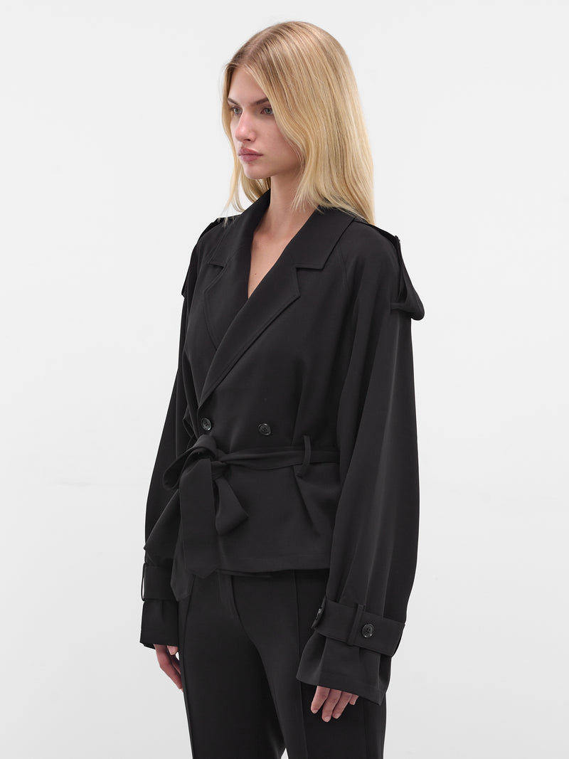 Black Soli Cropped Trench Jacket (AMFW2555-BLACK)