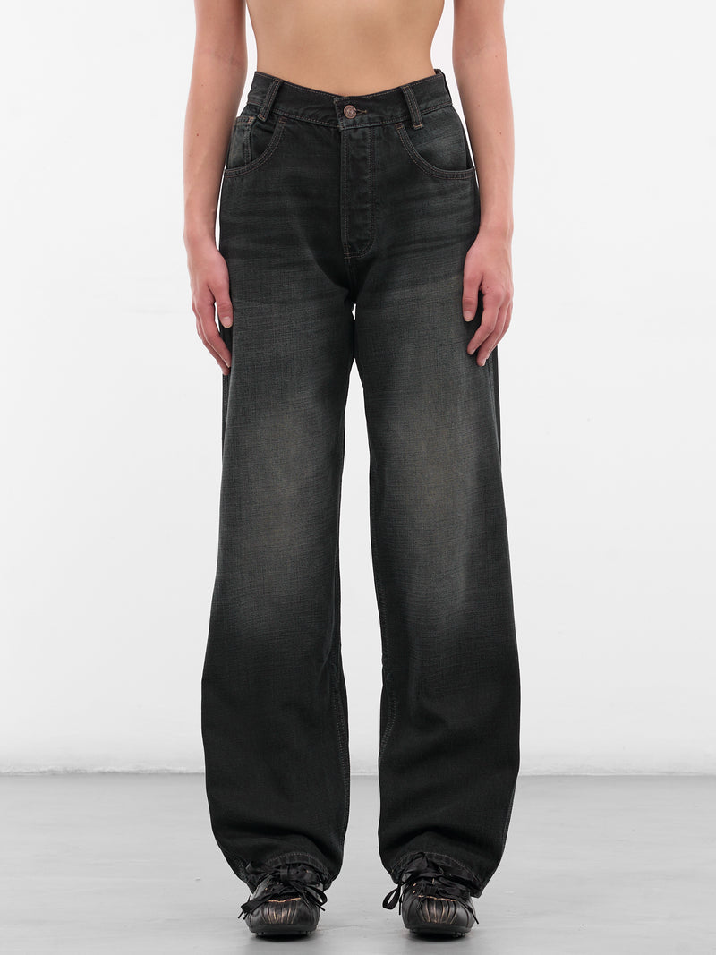 Black Vintage Wash Baggy Jeans (AMFW2561-VINTAGE-BLACK)