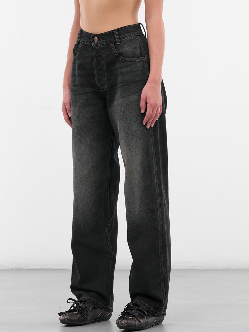 Black Vintage Wash Baggy Jeans (AMFW2561-VINTAGE-BLACK)