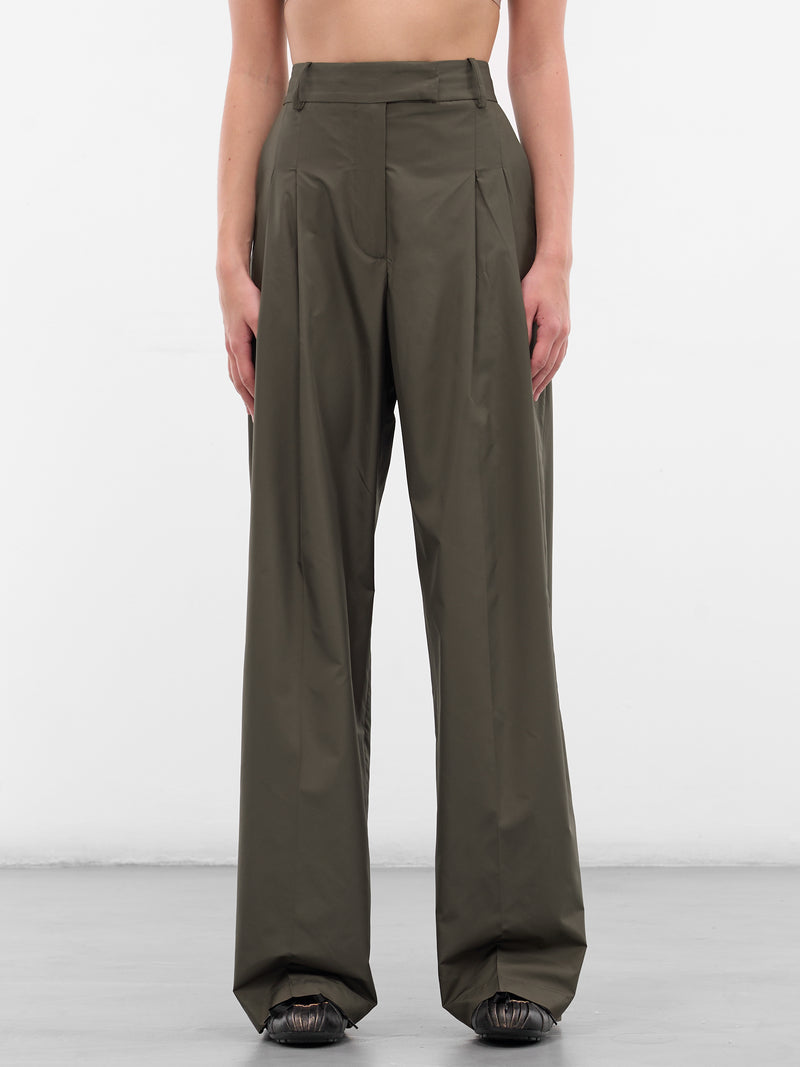 Khaki Aris Nylon Trousers (AMFW2563-DARK-KHAKI)