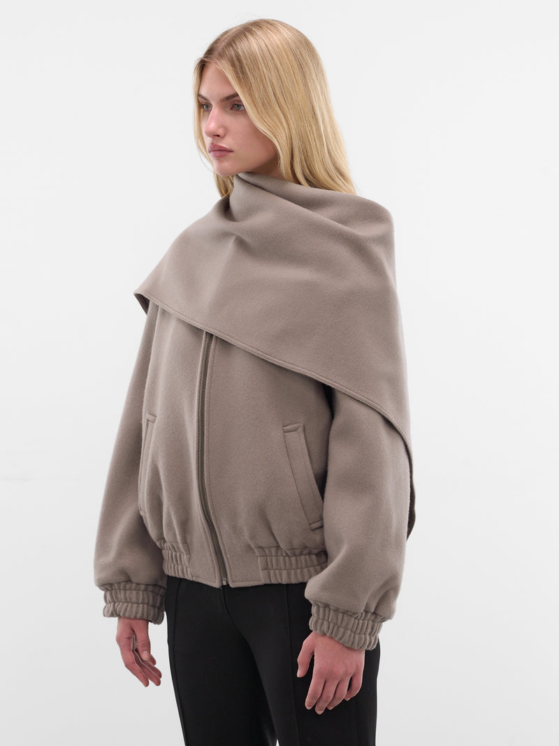 Brown Tuli Draped Scarf Jacket (AMFW2564-ASH-BROWN)