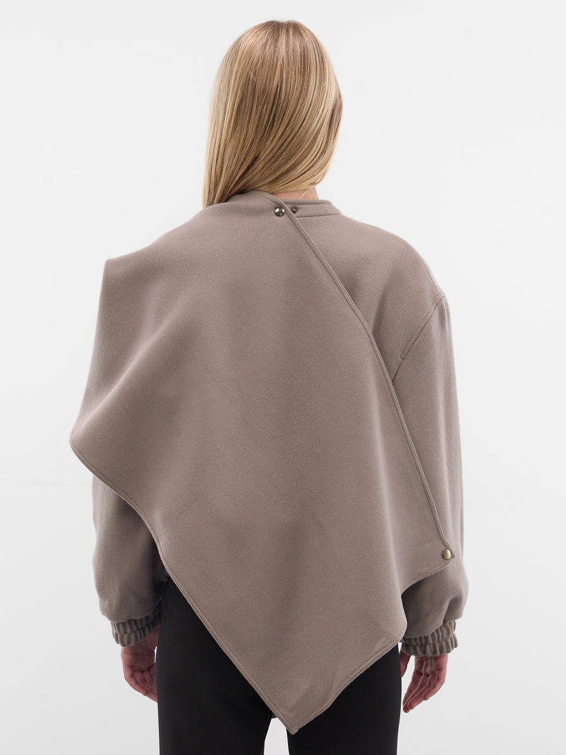 Brown Tuli Draped Scarf Jacket (AMFW2564-ASH-BROWN)