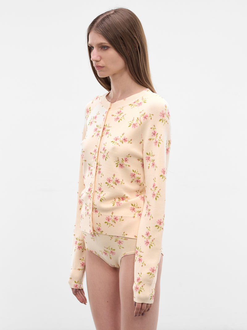 Cream Knit Tiny Flower Cardigan (AMMK6WP-0669-CREAM-FLORAL)