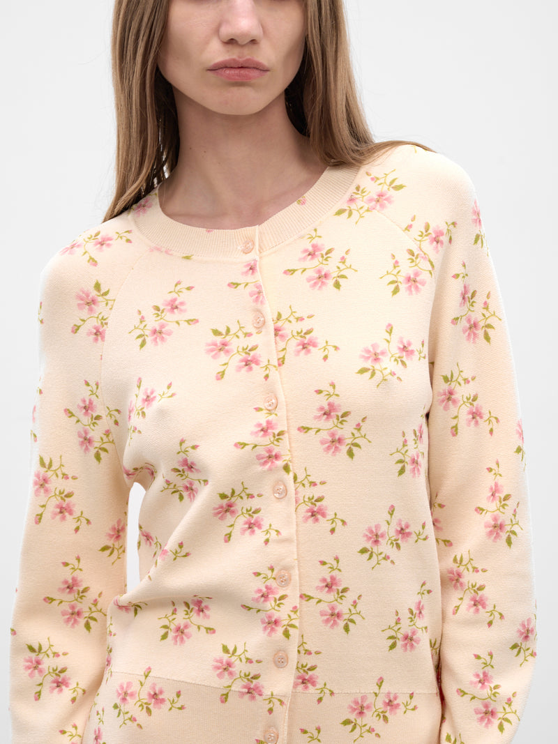 Cream Knit Tiny Flower Cardigan (AMMK6WP-0669-CREAM-FLORAL)