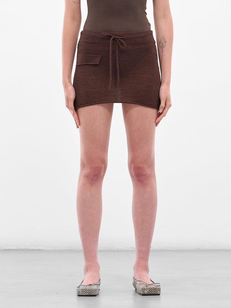Brown Blaine Knit Mini Skirt (AMPF2536-BLAINE-COCOA)