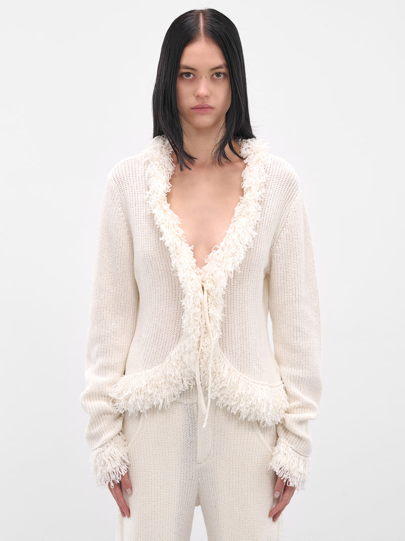 White Mello Fringe Knit Cardigan (AMPF2545-MELLO-MILK)