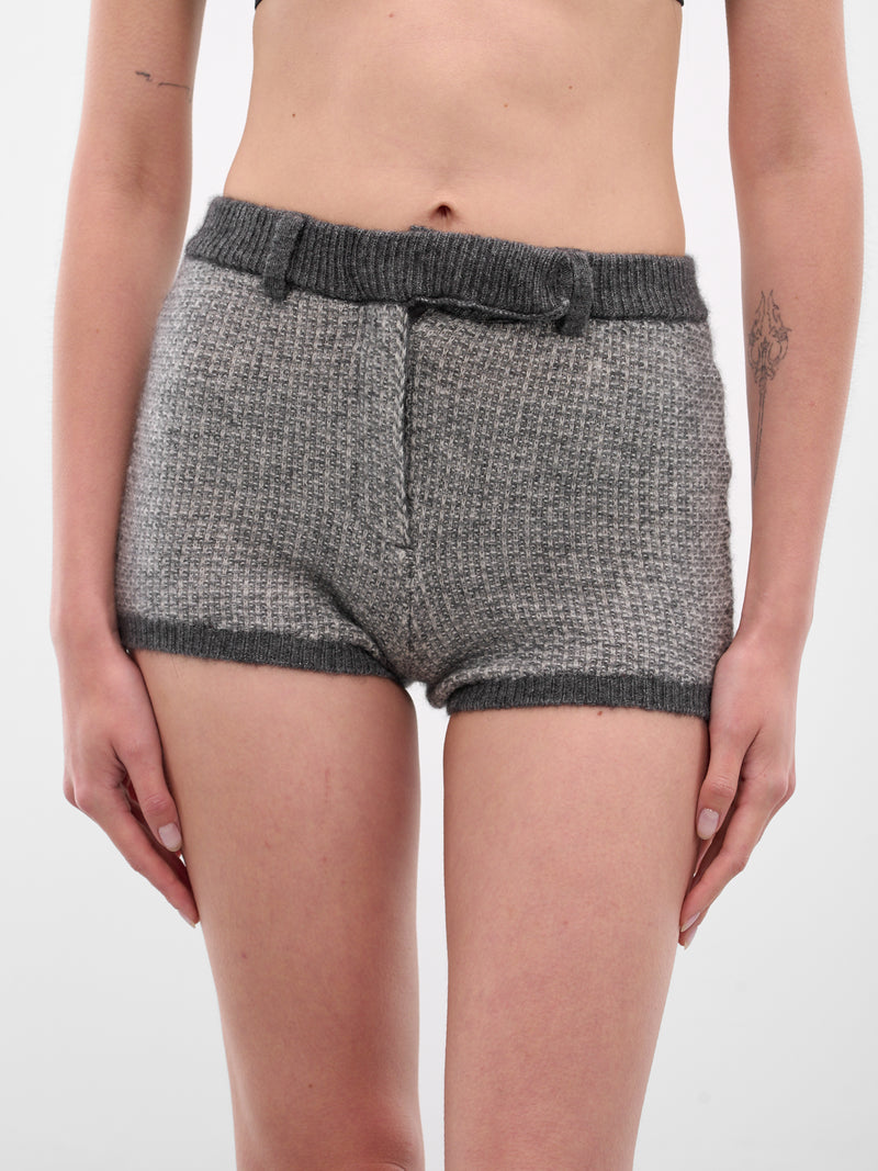 Gray Avel Knit Mini Shorts (AMPF2554-SLATE)