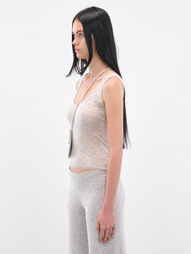 Gray Crossbody Pouch Knit Tank (AMPF2551-LIGHT-GRAY)