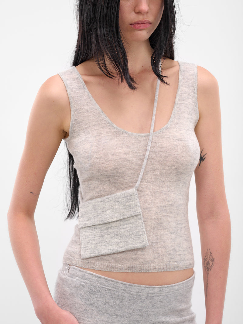 Gray Crossbody Pouch Knit Tank (AMPF2551-LIGHT-GRAY)