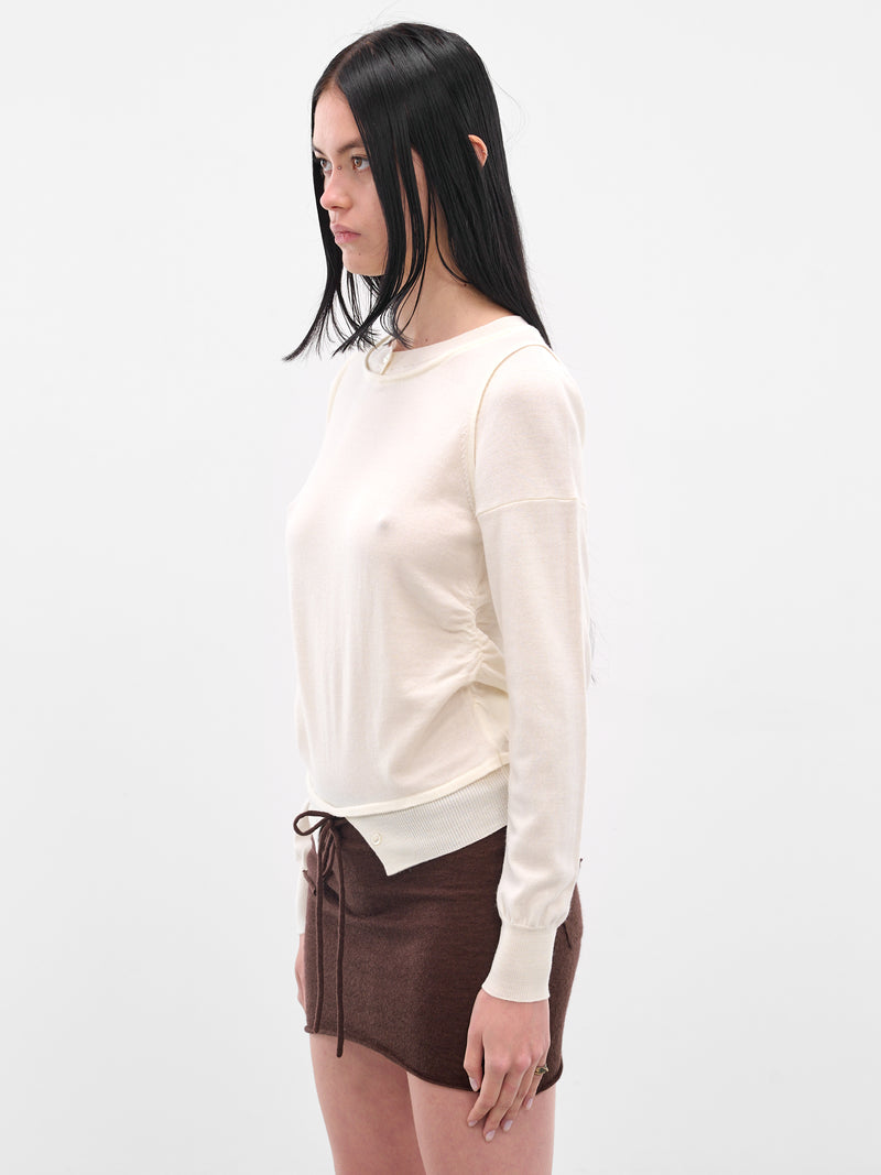 White Double Long Sleeve Sweater (AMPF2574-WHITE)